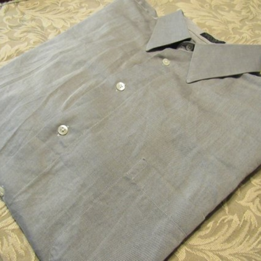 ▪️🐺▪️ Classic Vintage Mens Silver Grey Long Sleeve Shirt-17.5 - Picture 2 of 6